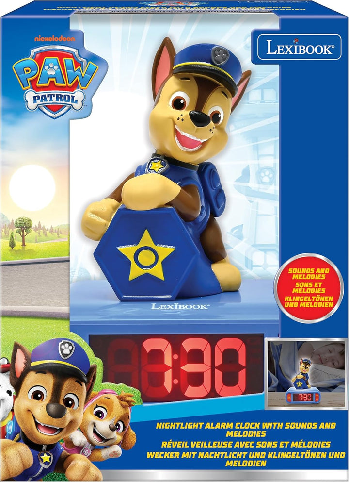 Lexibook, PAW Patrol, Wecker mit Nachtlicht, Sounds und Melodien, beleuchtetes LCD-Display, Leuchten
