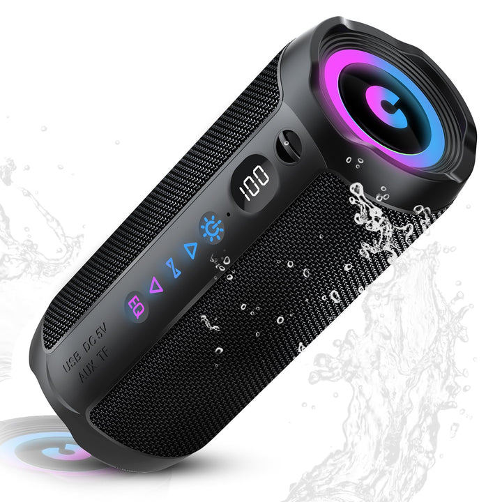 coioc Bluetooth Lautsprecher mit Licht, Bluetooth 5.4 Musikbox,25W Dual Lautsprecher, LED Anzeige &