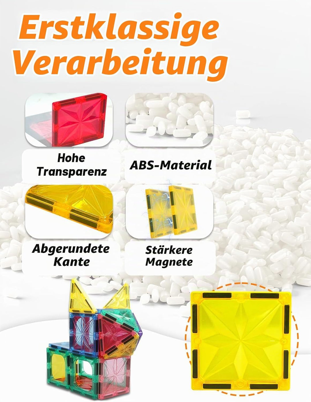 Magnetische Bausteine 100 Teile Kinderspielzeug Magnetspielzeug STEM-Magnetblöcke Magneten Kinder Ba