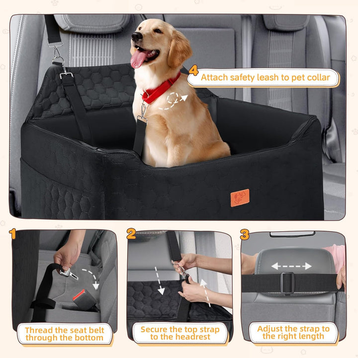 Hunde Autositz für Mittlere/Grosse, 78x55x53CM Abnehmbarer und Waschbarer Sitzerhöher Hundebett Auto