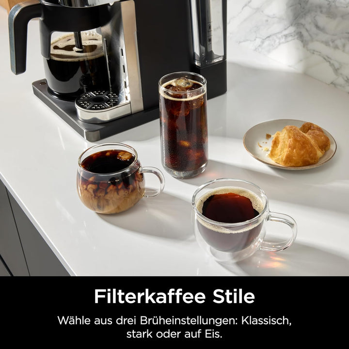 Ninja Prestige 2-in-1 Filterkaffee- und Kapselmaschine mit integriertem Milchaufschäumer, für Latte,