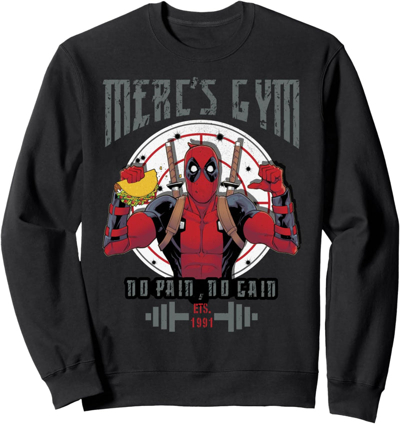 Marvel Deadpool Mercenary Gym No Pain No Gain Sweatshirt