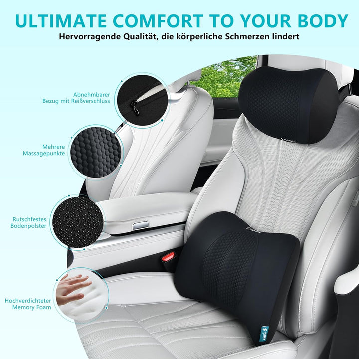 FLORICH Auto Sitzkissen und Lendenkissen Memory Foam Schreibtischstuhl Kissen Ergonomisches Sitzkiss