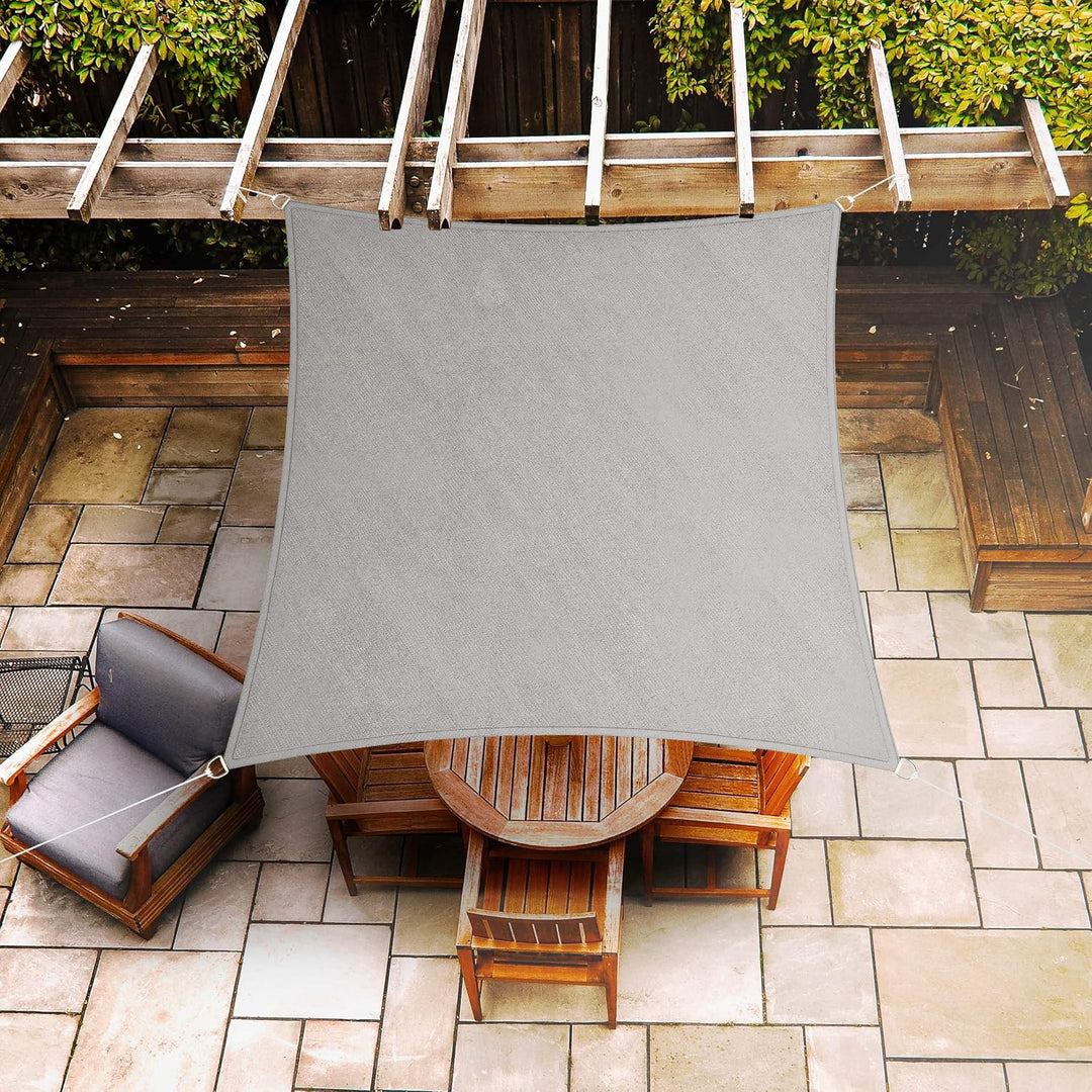 Hometex Premium Textiles Sonnensegel 3×3m Quadratisch inkl. Befestigungseile | Hellgrau | Sonnenschu