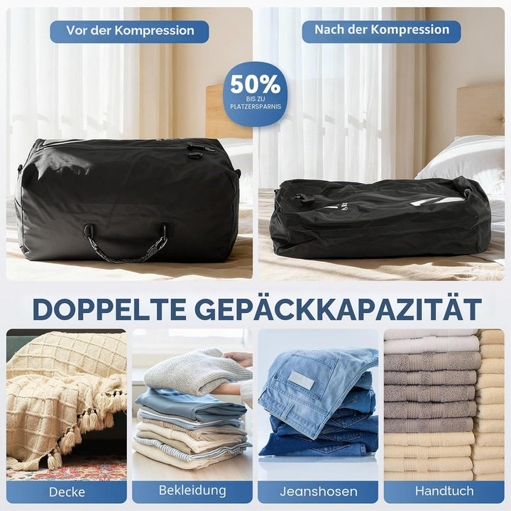 Arxus Vakuumbeutel für Kleidung - Reise Packing Cubes Compression mit Abnehmbare Schultergurt, IP67