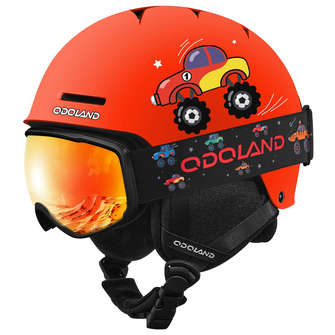 Odoland Kinder Skihelm und Skibrille Set, Snowboardhelm für Jungen und Mädchen, Verstellbar Schneehe