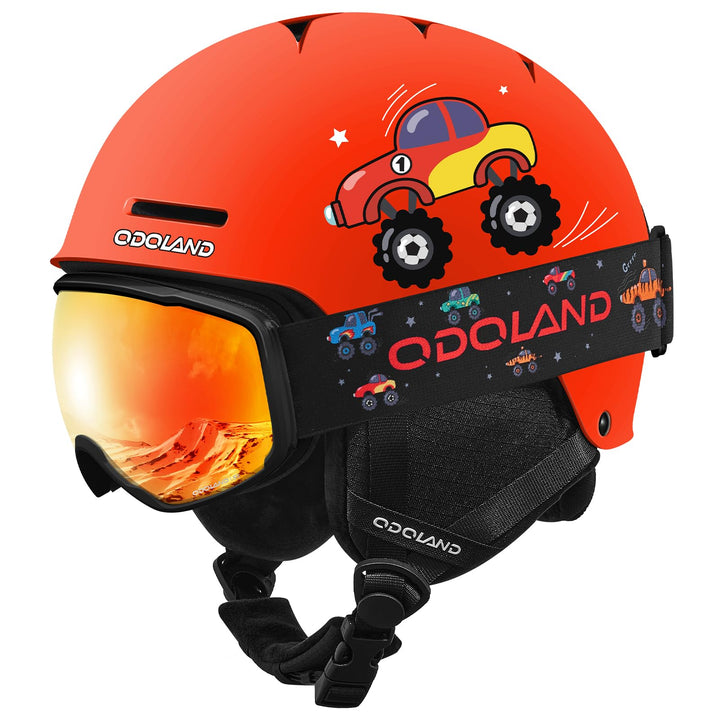 Odoland Kinder Skihelm und Skibrille Set, Snowboardhelm für Jungen und Mädchen, Verstellbar Schneehe