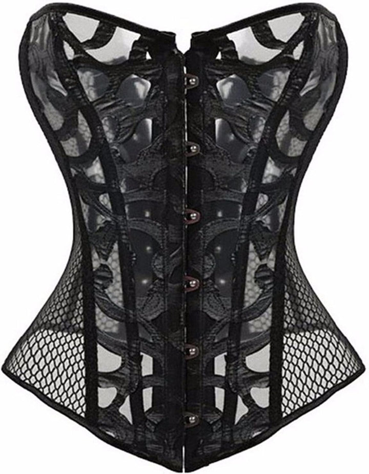 Josamogre Corsagen und Korsetts mesh hohl Spitze Bustier Vollbrust sexy Gothic schnüren Burlesque Da