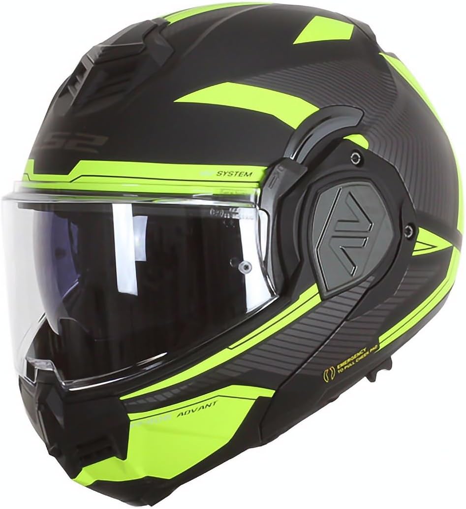 LS2, Klapphelm Motorrad ADVANT REVO Black H-V Yellow, XXXL 3XL, 3XL