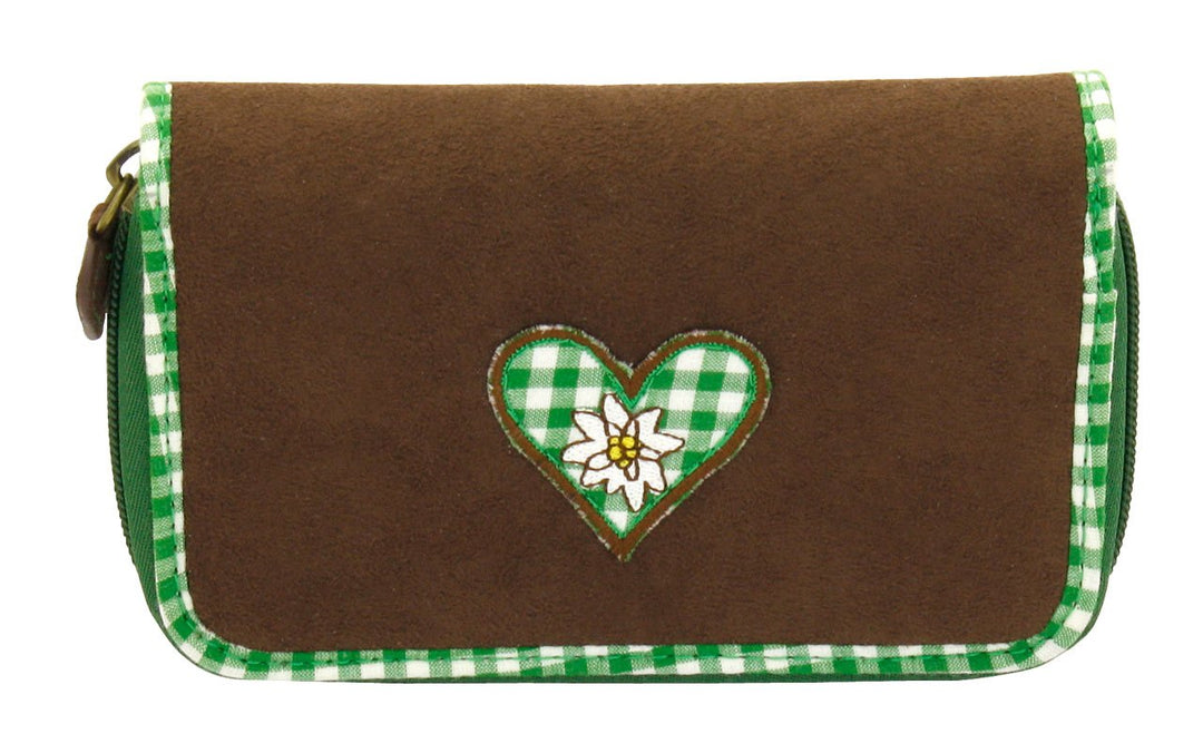 Friedrich 23 RV-Damenbörse, Bavaria, Velvet, Münzbörse, 16 cm, Braun/Grün, Braun/Grün
