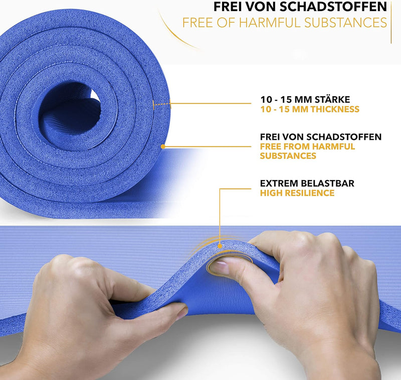 TRESKO Yogamatte Phthalatfrei - Gymnastikmatte rutschfest, Pilatesmatte Fitnessmatte mit Tragegurt,