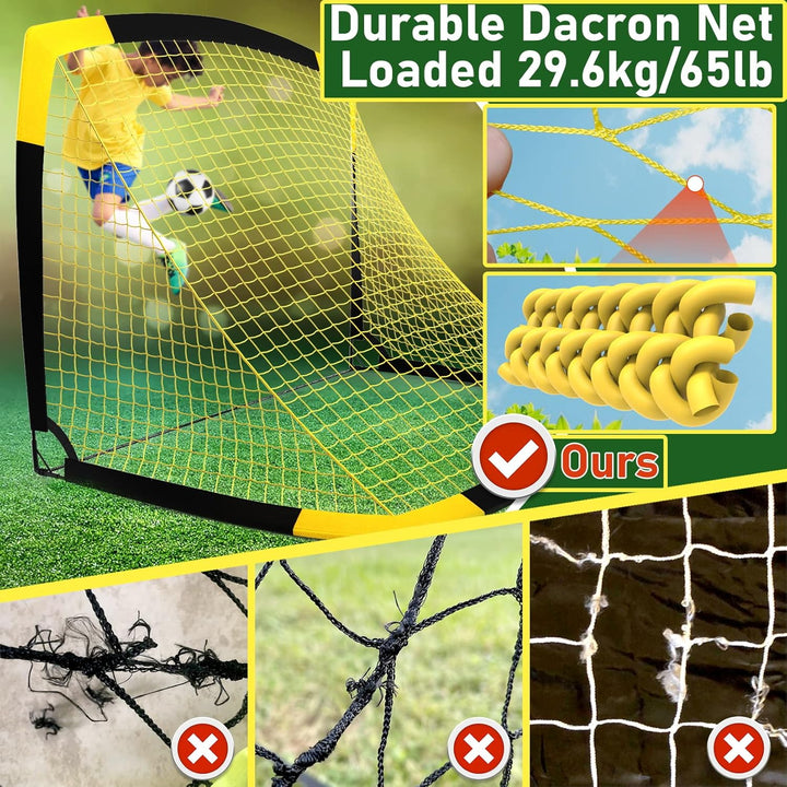 Happy Jump Fussballtor 3x2.2FT, 4x3FT, 5x3.6FT, 7x5FT Pop-Up Fussballtraining für den Garten Schwarz