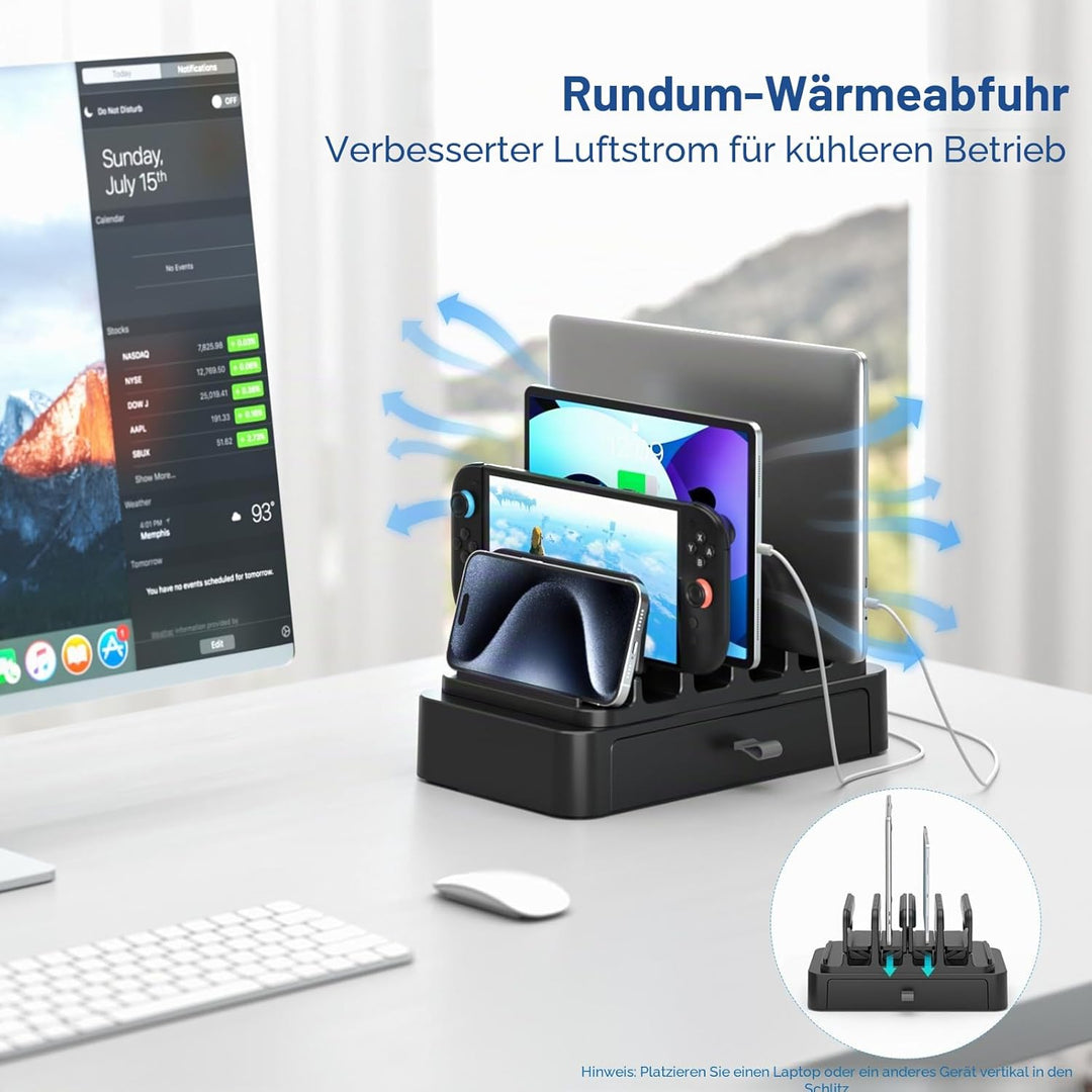 KDD Vertikaler Laptop Ständer mit Schublade – 7 in 1 Laptop Stand & Platzsparende MacBook Ständer mi