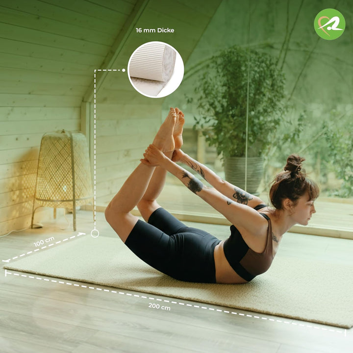 Bausinger Yogamatte Basic, 16mm Florhöhe, 100x200 cm, natur