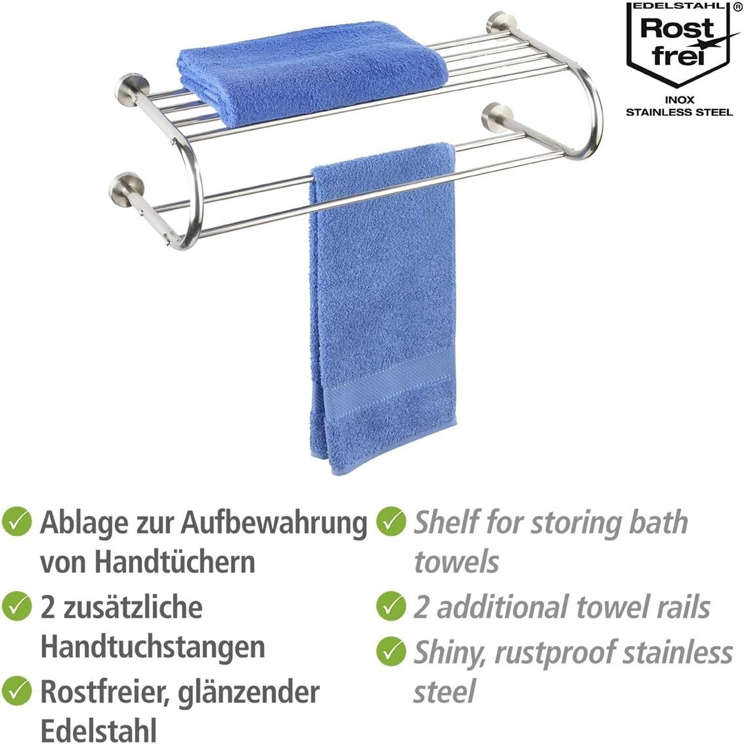 WENKO Wandregal Fastro Edelstahl, Edelstahl rostfrei, 69.5 x 22 x 29 cm, Glänzend, Silber, Fastro