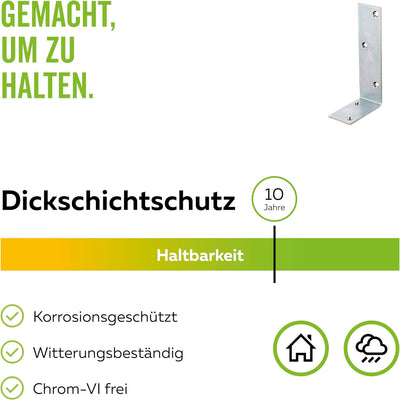 Alberts 847883 Balkenwinkel | galvanisch verzinkt, dickschichtpassiviert | 75 x 150 x 40 mm | 20er S