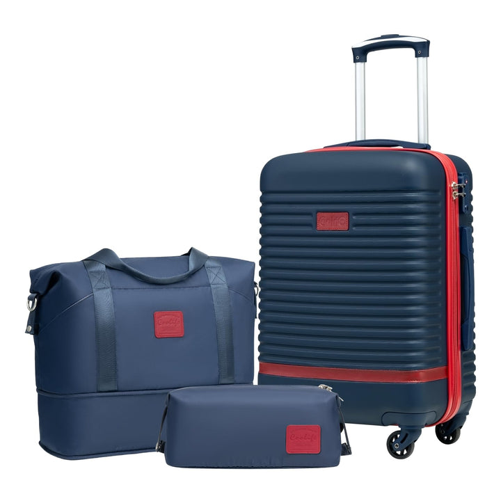 COOLIFE Koffer Set 3-TLG: Handgepäck + Reisetasche | ABS Hartschale Leicht, 360° Räder & TSA-Schlöss