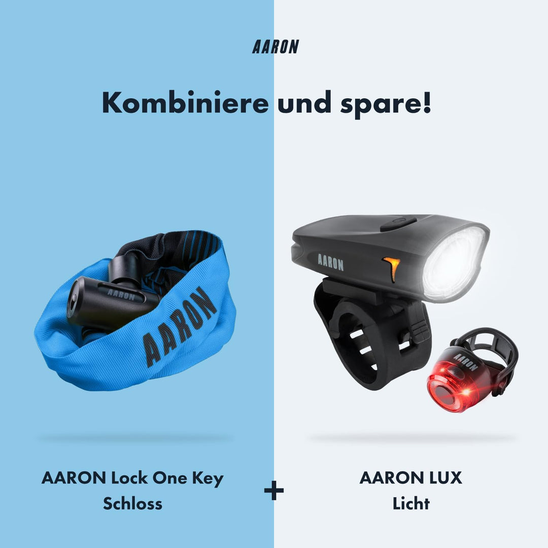 AARON Lock One Fahrradschloss mit Schlüssel, Kettenschloss aus Stahl und hoher Sicherheitsstufe, Sch