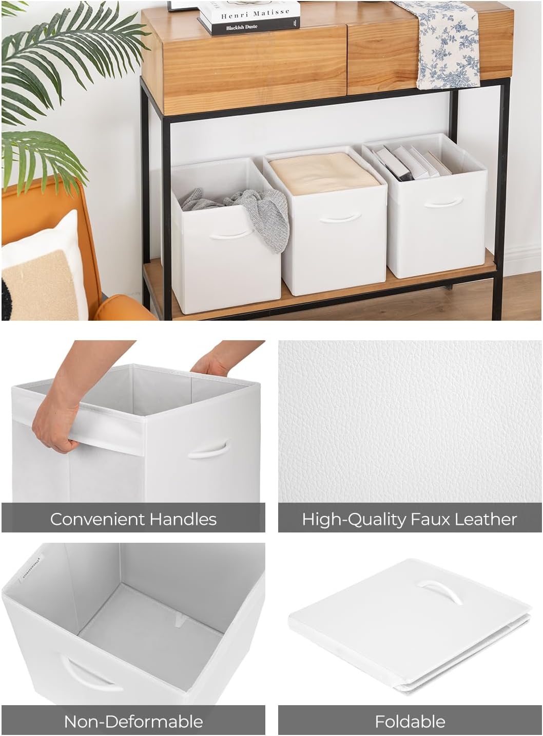 StorageWorks Aufbewahrungswürfel, 27 × 27 cm Körbe Aufbewahrung für Kallax Regal, Aufbewahrungsboxen