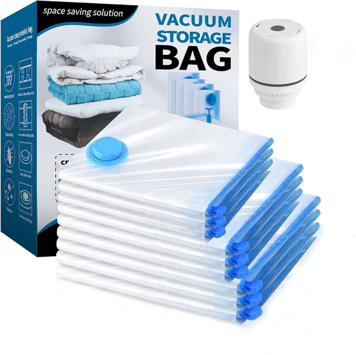 Vakuumbeutel für Kleidung mit Elektrischer Luftpumpe, 9 Stück Vacuum Bags (3x100x80cm, 3x70x50cm, 3x