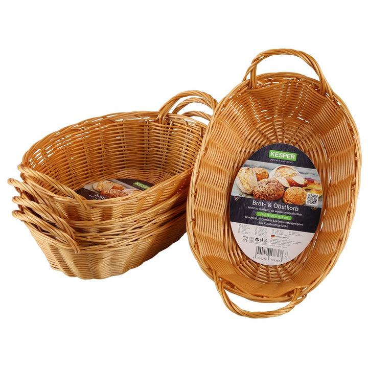 KESPER | Brot- und Obstkorb, 5er Pack, Material: Kunststoffgeflecht, Masse: 29 x 18cm / Griffhöhe: 1