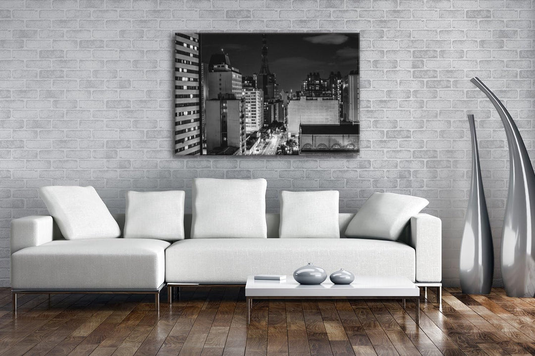 hellerleuchteten Strassen der Stadt Format: 100x70 Effekt: Schwarz/Weiss als Leinwand, Motiv fertig