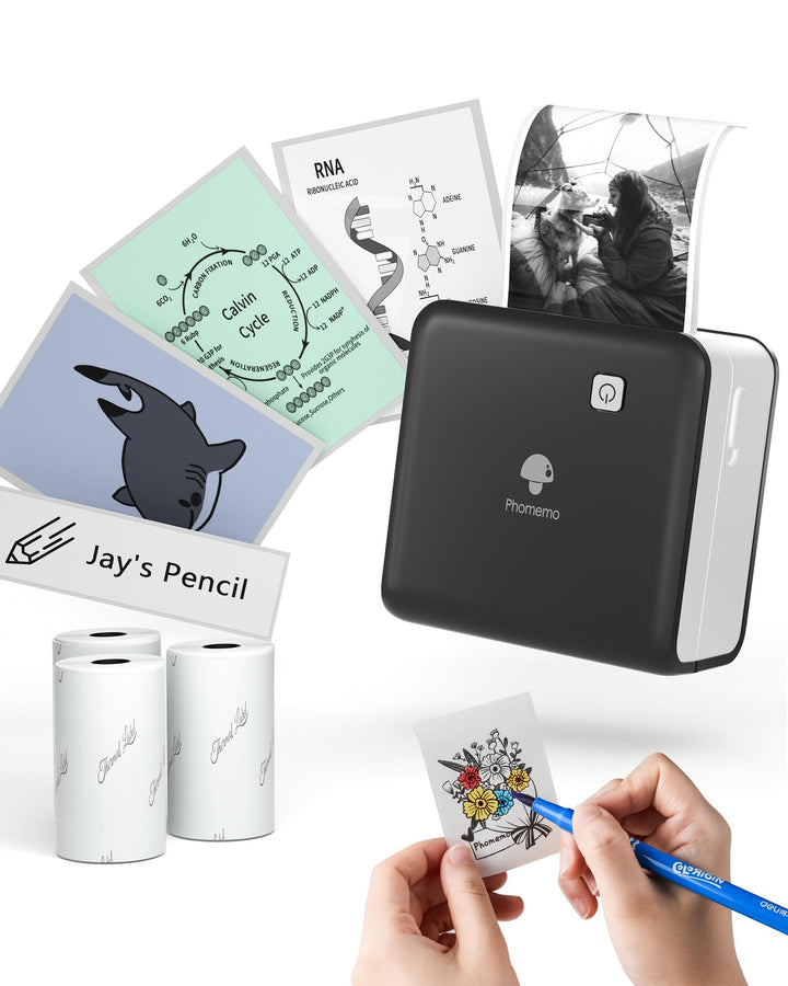 Phomemo Mini Drucker Aufkleber Drucker, M02 Pro Mini Thermodrucker, 300 DPI Fotodrucker für Smartpho