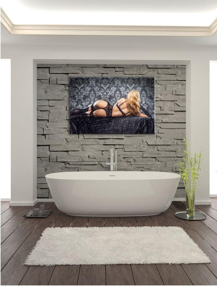 Pixxprint schöne Frau in sexy Dessous als Leinwandbild/Grösse: 100x70 cm/Wandbild/Kunstdruck/fertig