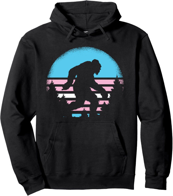 Bigfoot LGBT-Q Retro Sasquatch Trans-gender Pride Flag Ally Pullover Hoodie