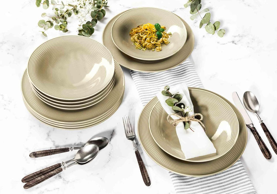 Seltmann Weiden Beat Color Glaze Suppenteller 6er Set, ø 22,5 cm, Tiefer runder Teller mit Rillenrel