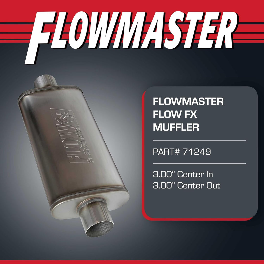 Flowmaster Flow FX Schalldämpfer - 7.6 cm Center In / 7.6 cm Center Out - Moderater Klang - Edelstah