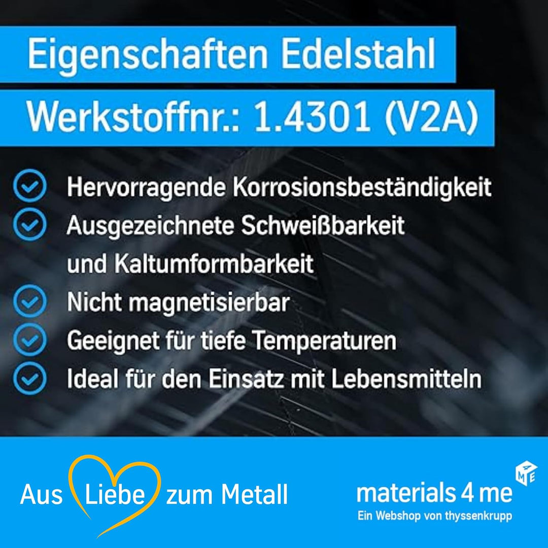 thyssenkrupp Edelstahlwinkel 20 x 10 x 3 mm in 1000 mm Länge | Winkelprofil Edelstahl V2A Winkelstah