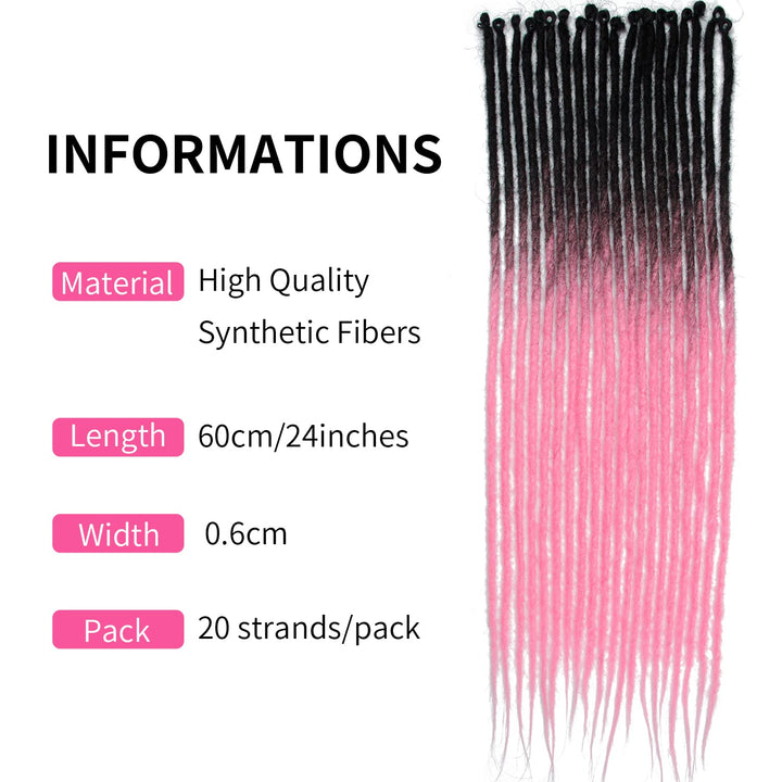 Dünne 0.6cm Synthetische Dreadlock Extensions Handgemacht 24 Zoll 20 Stränge Häkelhaar Lange Häkelzö