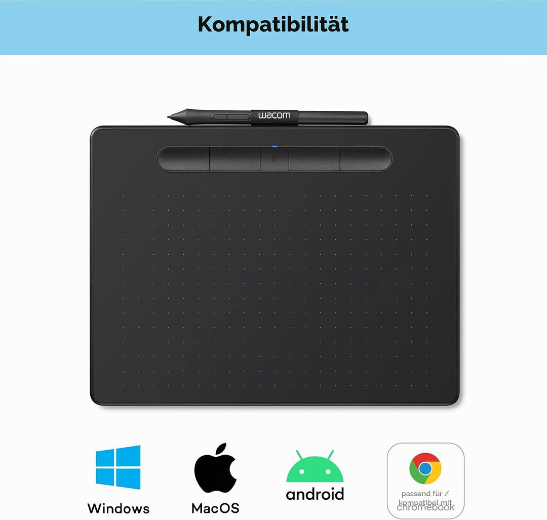 Wacom Intuos Comfort Plus Kabelgebundenes PB M – Grafiktablett (WiFi, Ethernet) CTL-6100WLK-S schwar