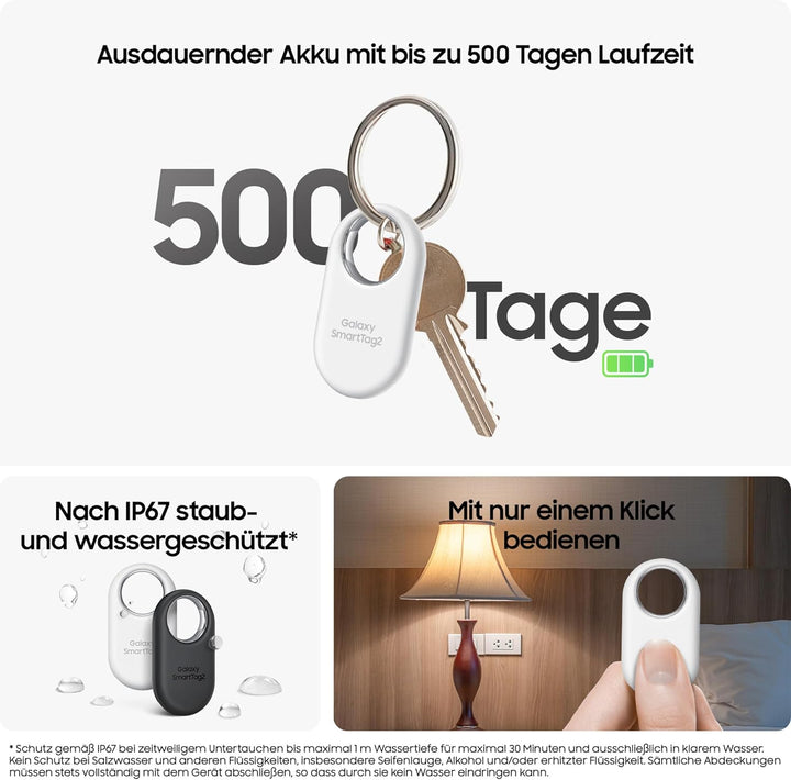 Samsung Galaxy SmartTag2 Bluetooth-Tracker, Kompassansicht, Suche in der Nähe, mit bis zu 500 Tage L