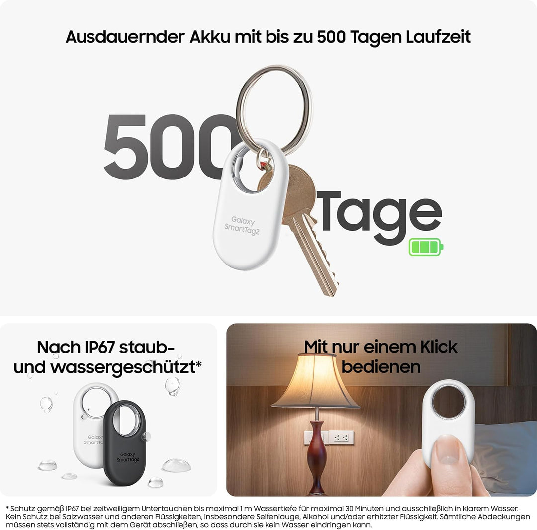 Samsung Galaxy SmartTag2 Bluetooth-Tracker, Kompassansicht, Suche in der Nähe, mit bis zu 500 Tage L