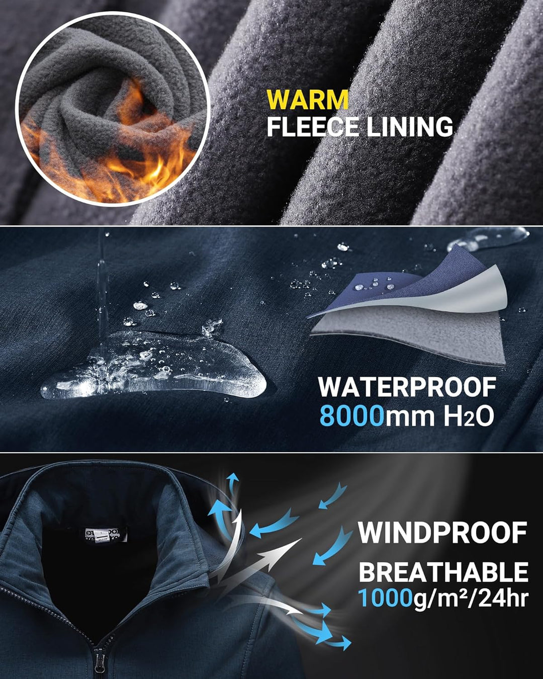 Outdoor Ventures Damen Softshelljacke Kurze Gefütterte Funktionsjacke Wasserdichte Übergangsjacke mi