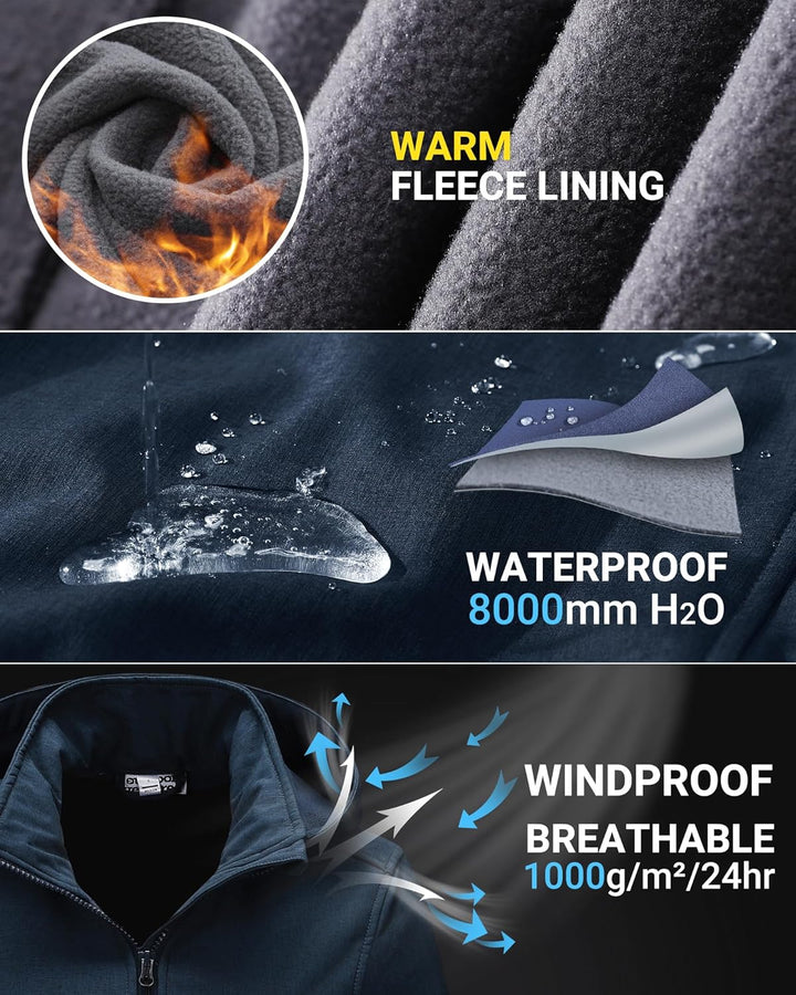 Outdoor Ventures Damen Softshelljacke Kurze Gefütterte Funktionsjacke Wasserdichte Übergangsjacke mi