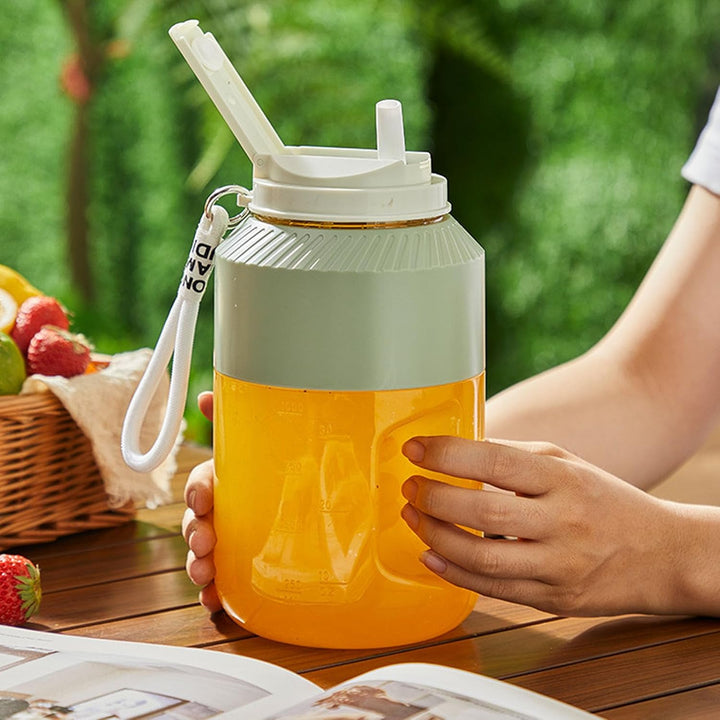 Tragbarer Mixer 1 L, Doppeldeckel Smoothie Maker mit 10 Klingen, USB Wiederaufladbar Kabelloser Blen