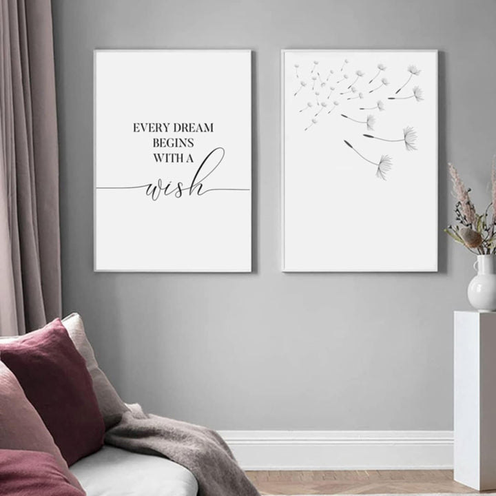 Trayosin 3er Poster Set Wohnzimmer - Aesthetic Blume Schwarz Weiss Bilder Deko Schlafzimmer - Pusteb