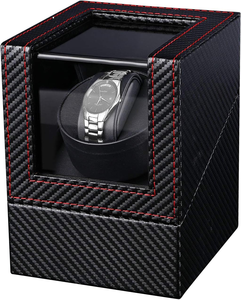 Gifort Automatische Uhrenbeweger Box, Single Uhrenbeweger PU Leder Uhrengehäuse mit leisem Motor, Ba