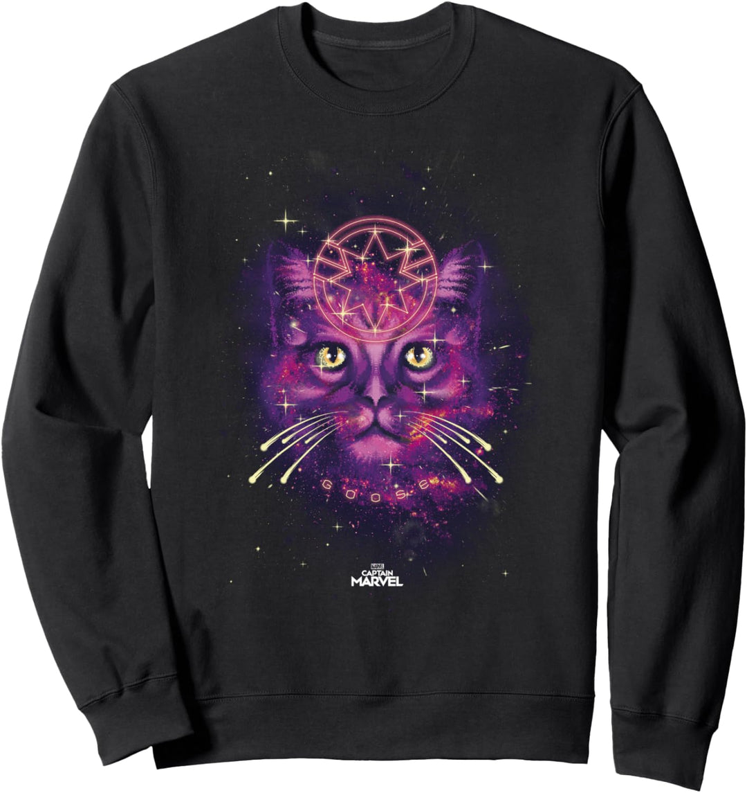 Captain Marvel Goose The Cat Purple Hue Galaxy Portrait Sweatshirt