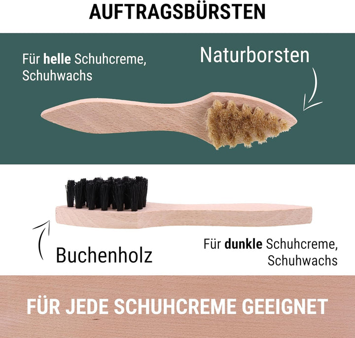 Langlauf Schuhbedarf Schuhputzset II 9tlg I Schuhbürsten Set zum putzen, Made in Germany I Schuhpfle