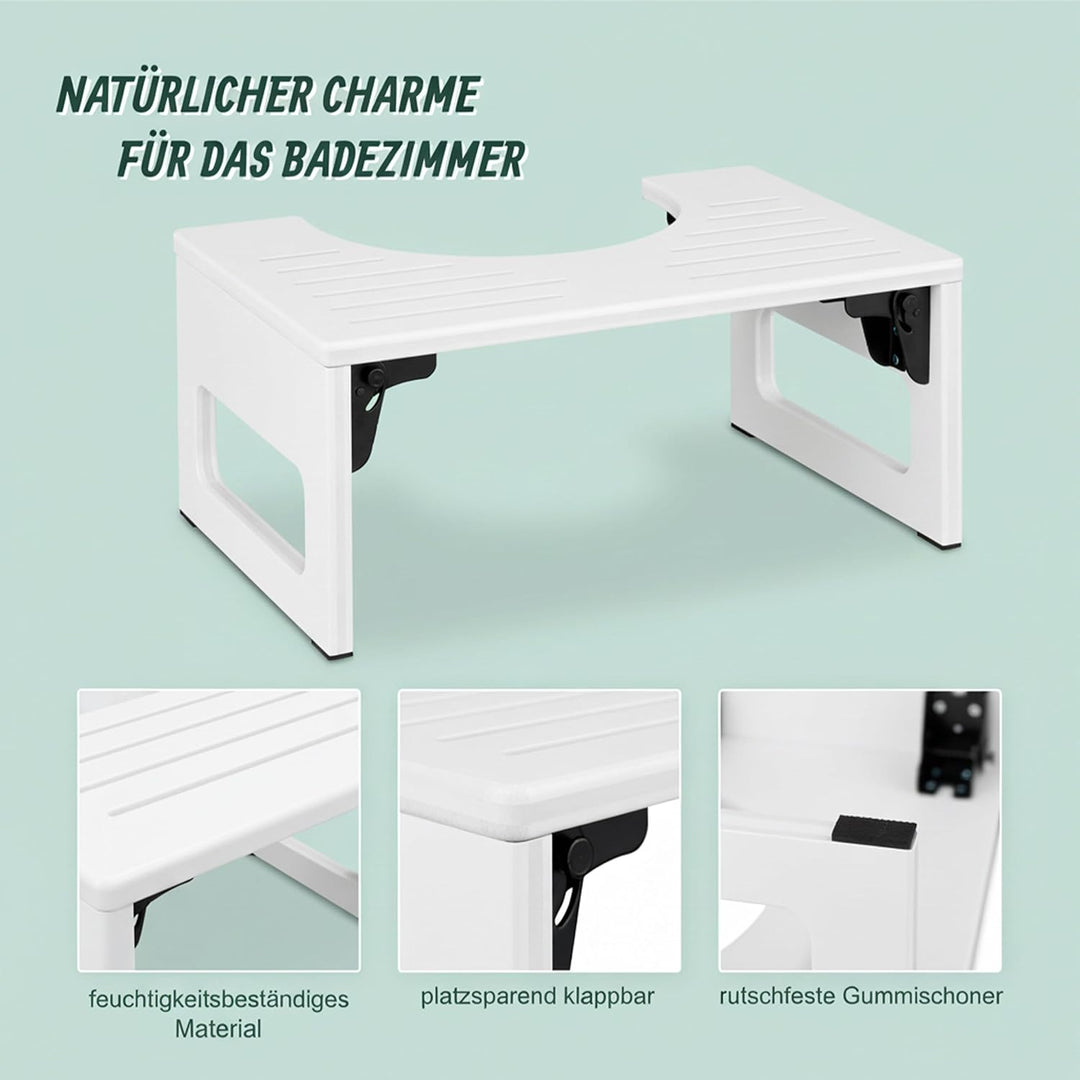Relaxdays Toilettenhocker, klappbar, Hocker Toilettengang, Erwachsene, Bambus, rutschfest, HxBxT: 18