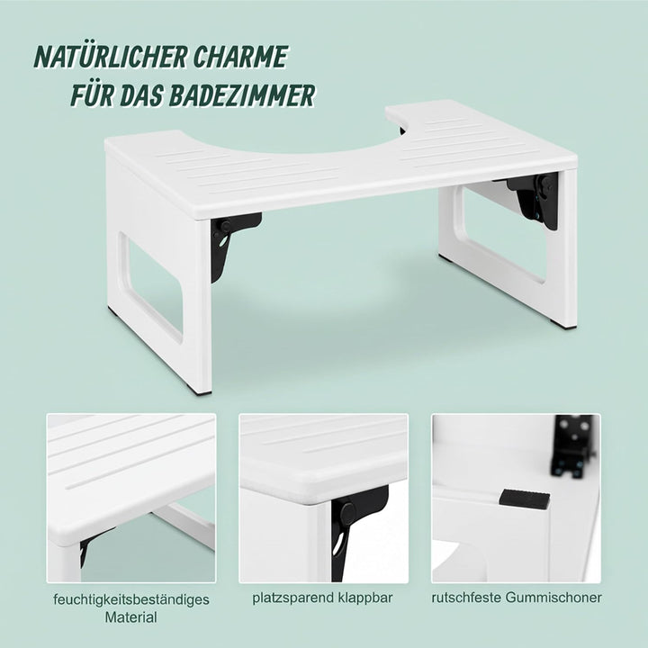 Relaxdays Toilettenhocker, klappbar, Hocker Toilettengang, Erwachsene, Bambus, rutschfest, HxBxT: 18