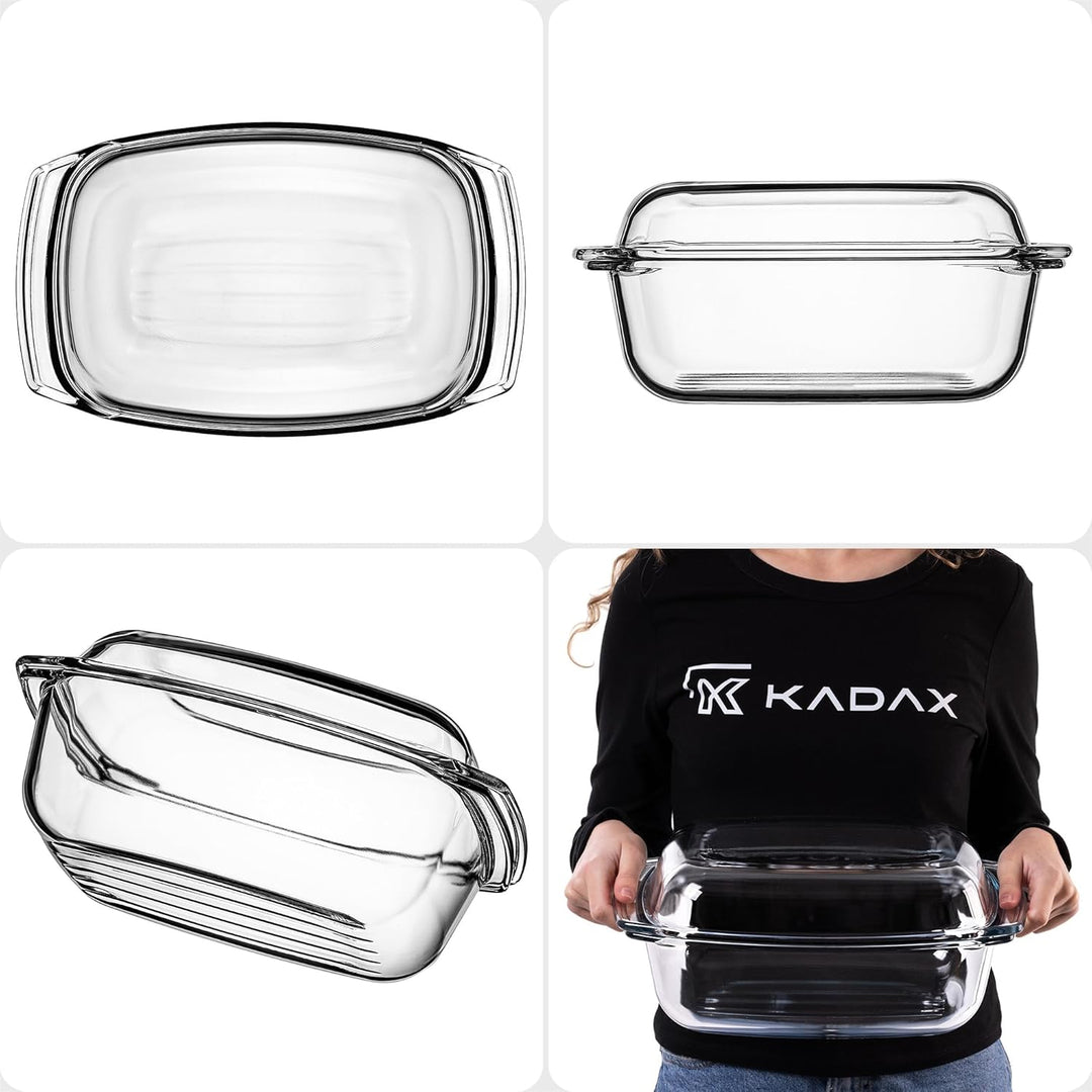 KADAX Glasbräter, Auflaufform mit Deckel aus hitzebeständigem Glas, feuerfestes Gefäss für Lasagne,