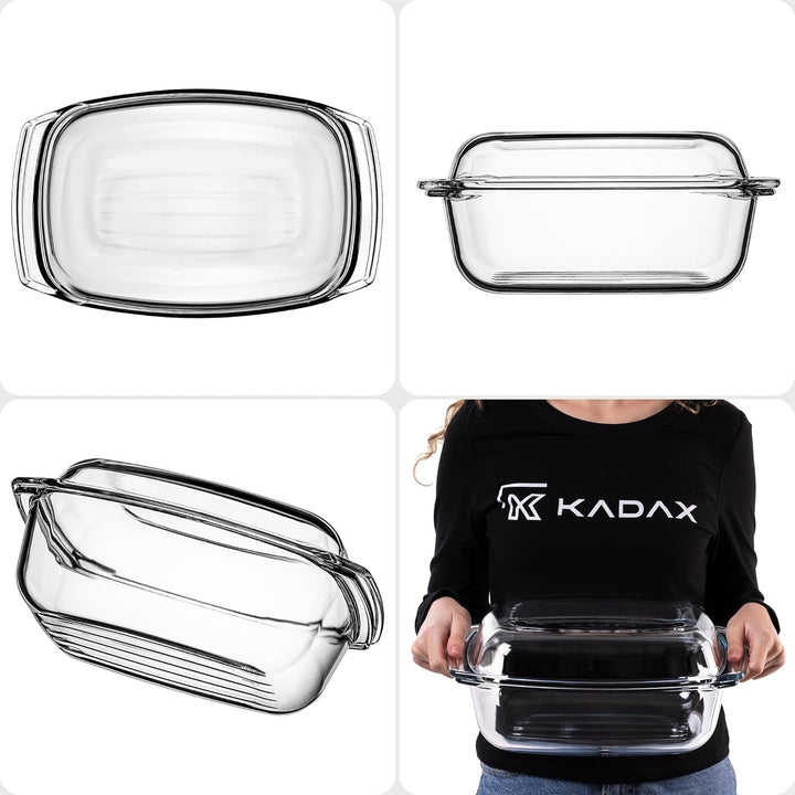 KADAX Glasbräter, Auflaufform mit Deckel aus hitzebeständigem Glas, feuerfestes Gefäss für Lasagne,