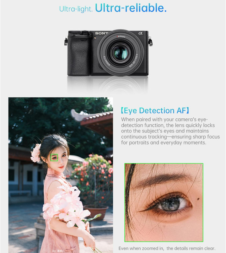 7artisans AF 25mm F1.8 Objektiv für Sony E (APS-C) – leichtes Weitwinkelobjektiv mit STM-AF, Metallb