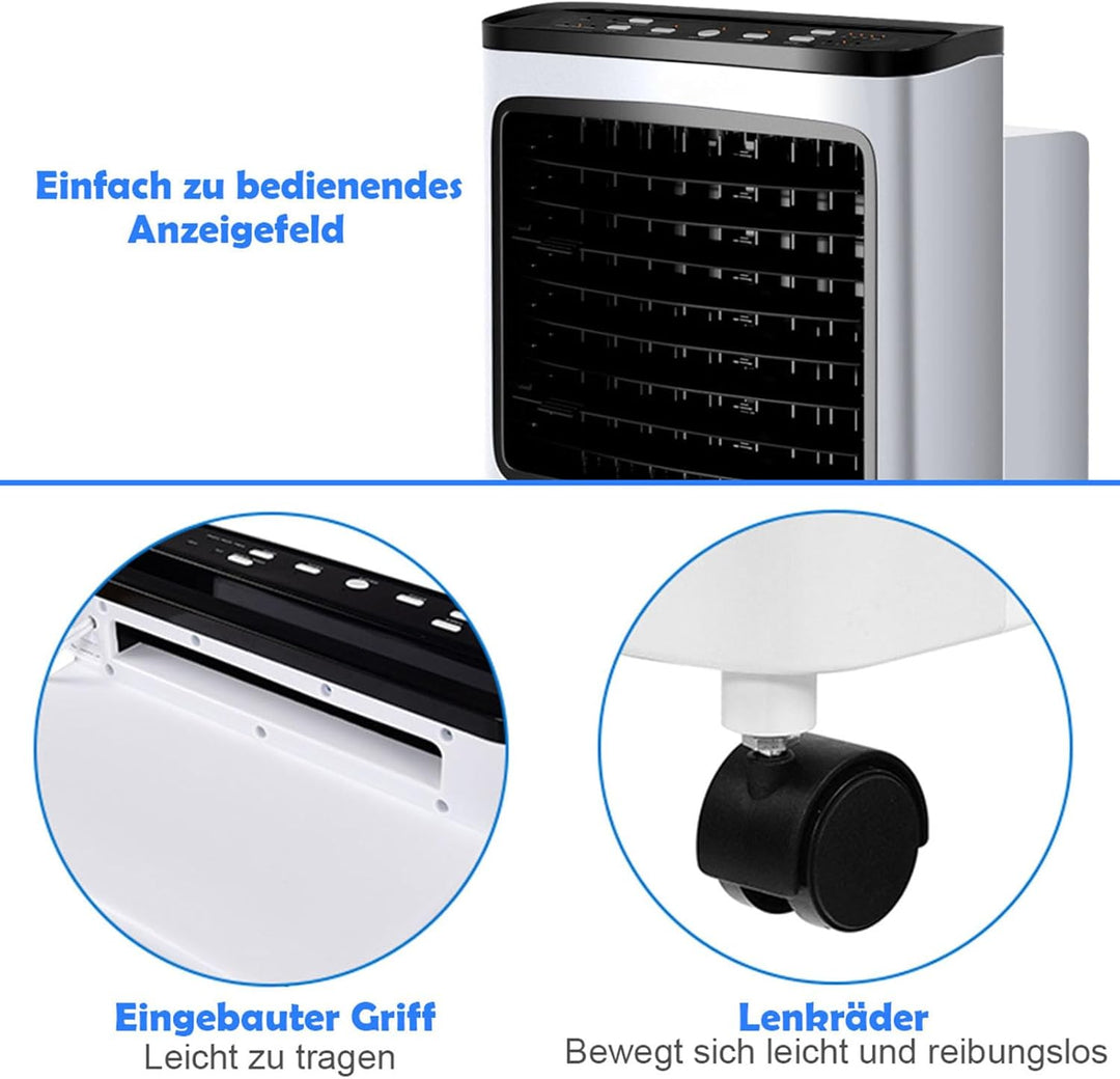 COSTWAY Mobile Klimaanlage ohne Abluftschlauch,8 L Wassertank, 3 Modi | 3 in 1 Luftkühler Ventilator