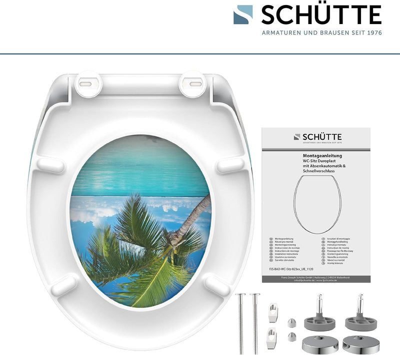 SCHÜTTE WC-Sitz Duroplast CARRIBEAN, Toilettensitz mit Absenkautomatik und Schnellverschluss für die